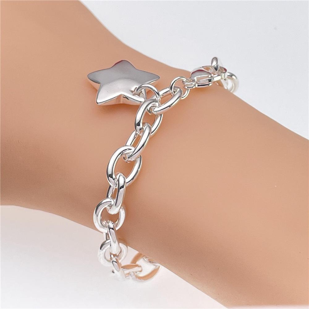 High Quality 925 Stamp Silver Pretty Star Pendant Bracelets for Women Fashion Designer Jewelry Party Wedding Christmas Gifts