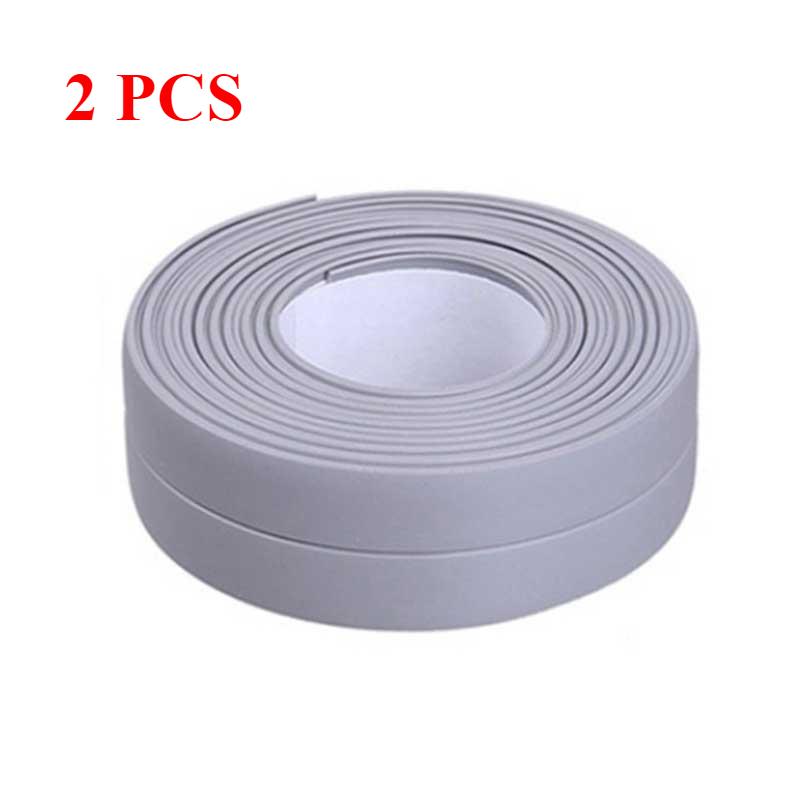 1/2 Pcs PVC Sealing Strip Tape Bathroom Bath Toilet Caulk Tape Self Adhesive Waterproof Mildew Proof Tapes for Kitchen Sink Wall Corner