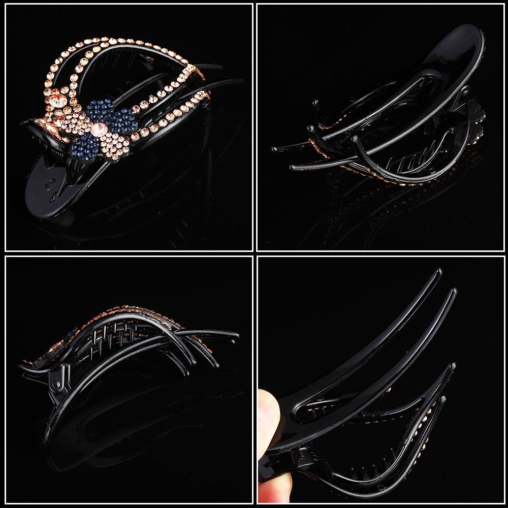 Women Hairpins Styling Tool Flexible Heart  Flower Hollow Claws Acrylic Rhinestone Hair Clip