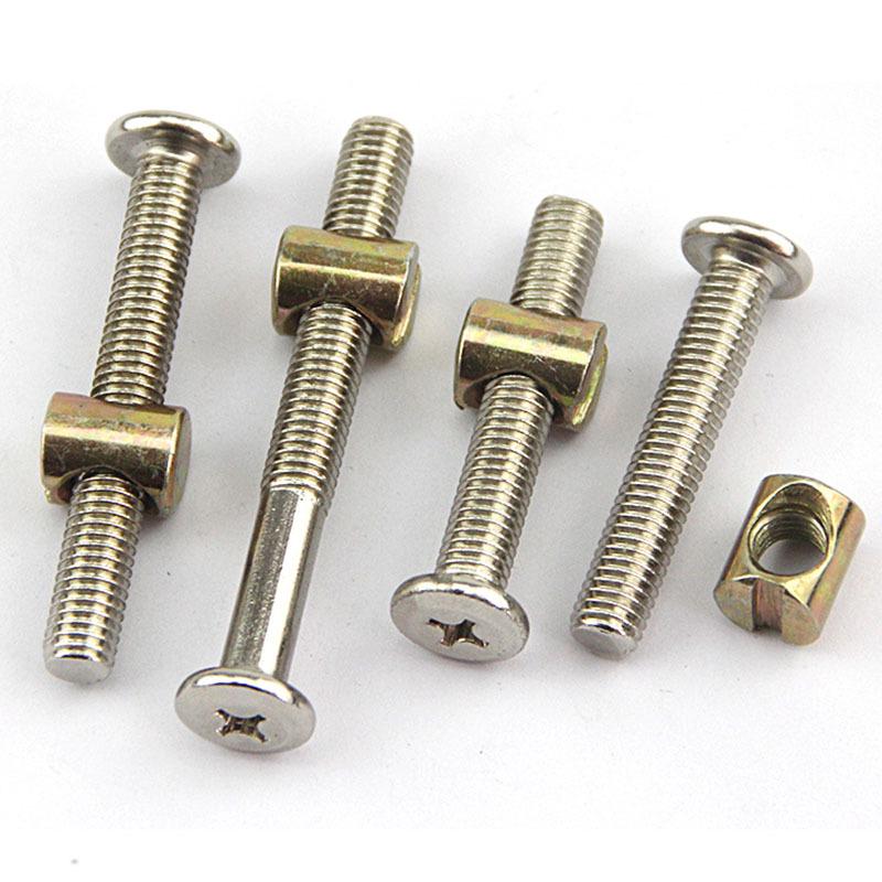 Nickel-Plated Phillips Hex Socket Crib Screw & Nut Set, M6/M8
