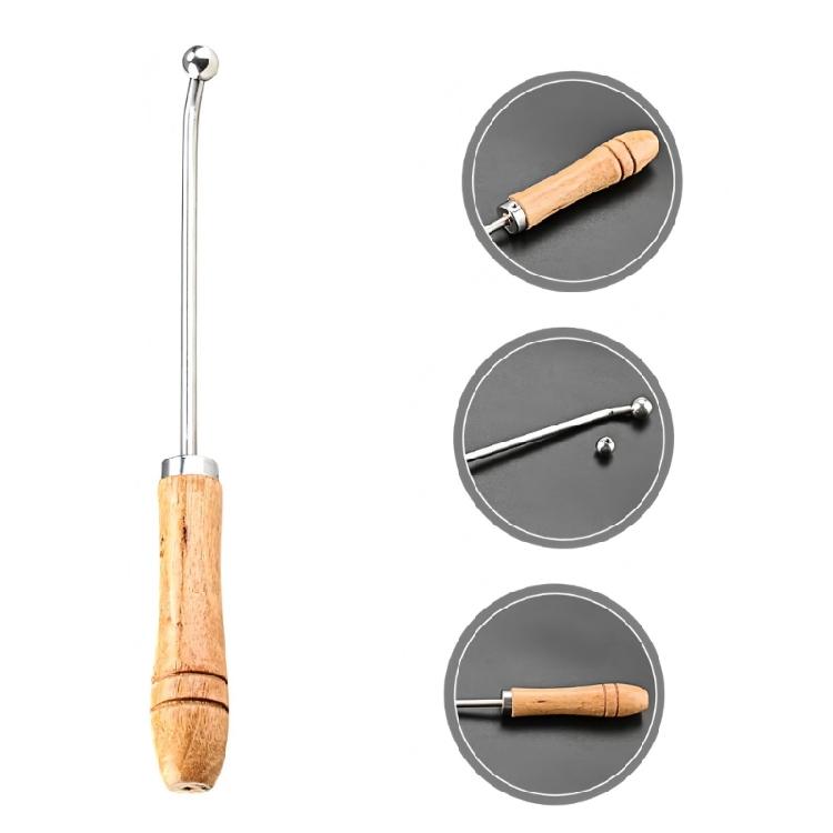 Nonslip Wood Handle Dent Remover Stainless Steel for Saxophone Trombone Small Horn with 3 Metal Repair Accessories