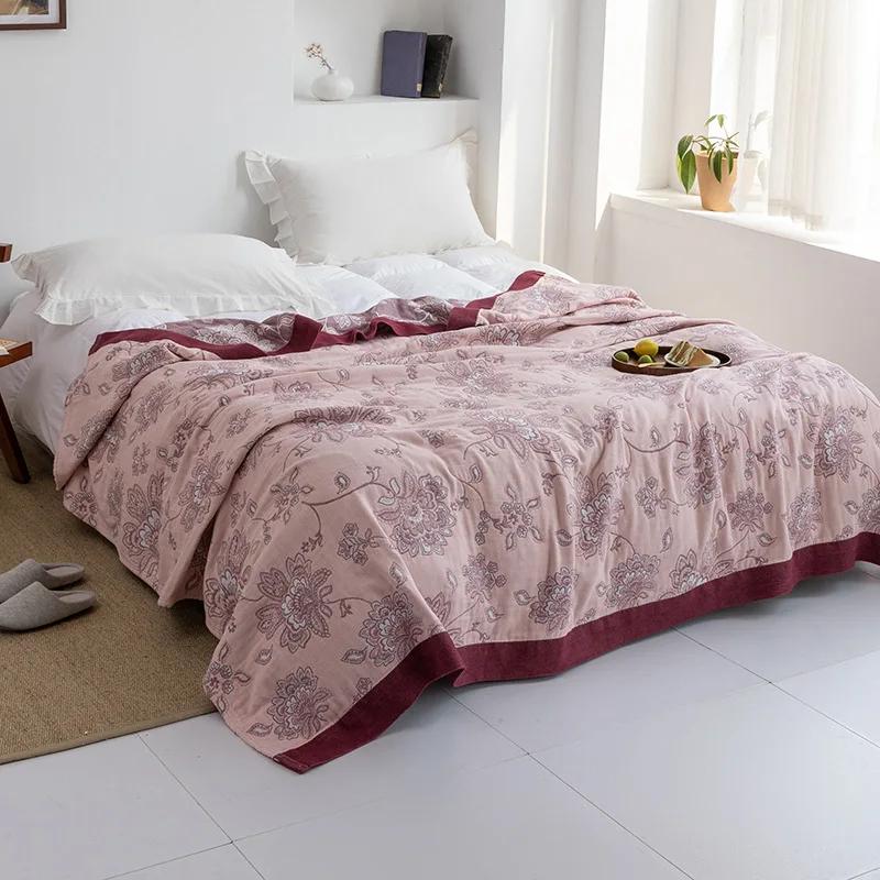 Japanese Throw Blanket Cotton Gauze Towel Four Seasons Bedspread Soft Leisure Blanket Single Double Dormitory Home Sofa Cover