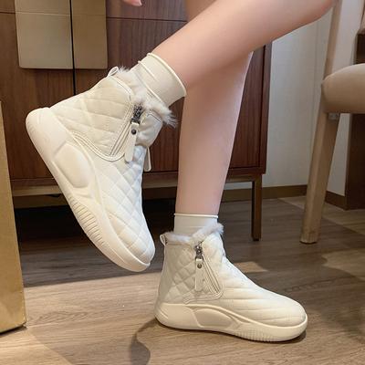 Fleece hoge sneeuwlaarzen dames winter nieuwe student ins thermische casual schoenen katoenen schoenen XQ
