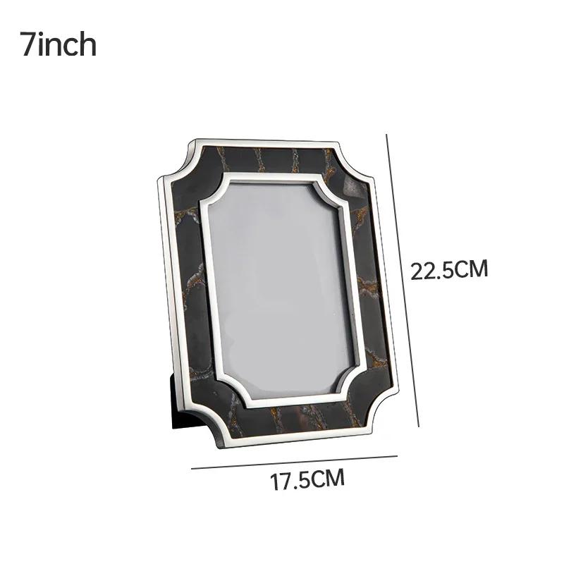 Emerald Marble Picture Frames Light Luxury Bedroom Decoration Colored Marble Picture Frame Modern Home Wedding Photos Frames