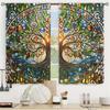 2 Stück Magic Tree Vorhänge 3D Buntes Glasmosaikmuster Wohnzimmer Schlafzimmer Balkon Sonnenschutz Kunstdekor Vorhänge