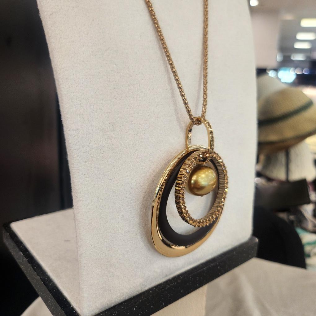 Atria Oval Freshwater Wood Ring N Necklace MRNNEFR0005BRF