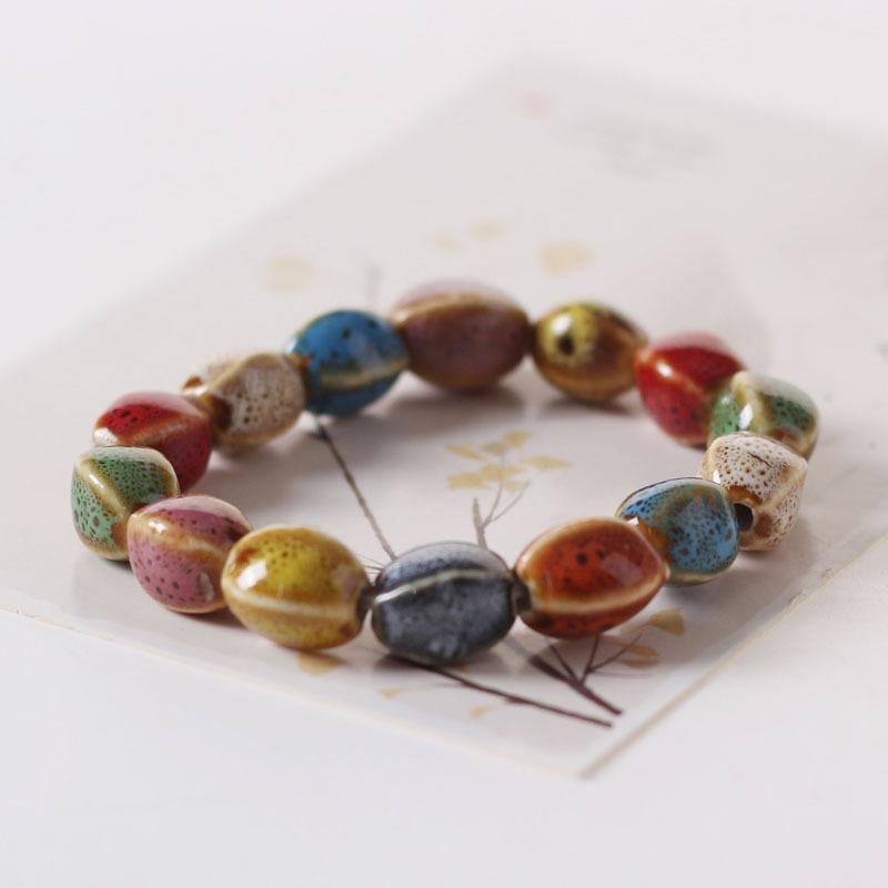 Ceramic Bracelet Jewelry Fashion Flower Glaze Bead Bracelet Multicolor Casual Bohemian Bracelet