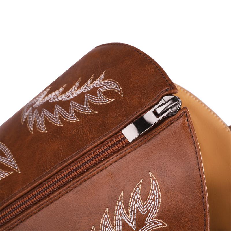 Western Women's Knee High Boots 2025 Block Wedge Heels Winter Shoes Ladies Black Red Embroider Long Cowboys Boots Footwear