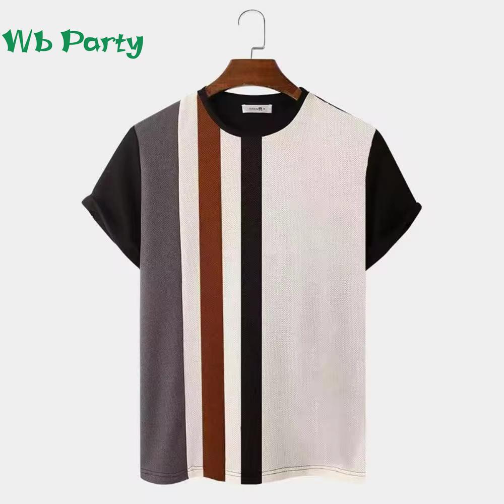 Vintage Striped Pattern Printing T shirt Men Designer Man T shirt Short Sleeve Tee Men Clothing Striped Print Clothes O-Neck Tee