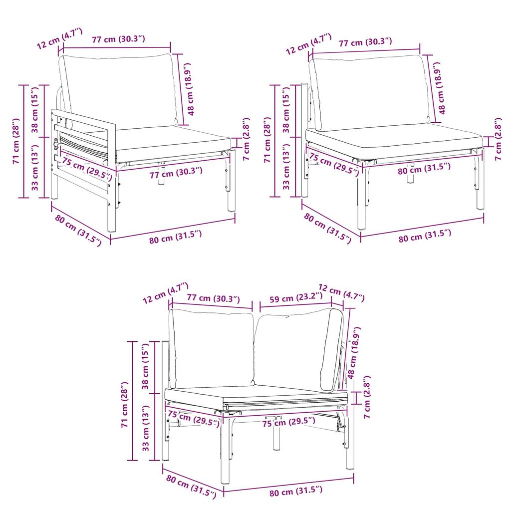 9 Piece Garden Sofa Set with Cushions Black Steel