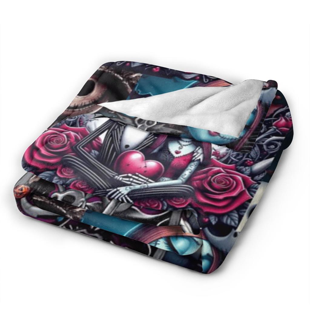Nightmare Before Christmas Jack Flannel Blankets Winter Super Warm Throw Blanket for Child Print Bedspread Sofa Bed Cover