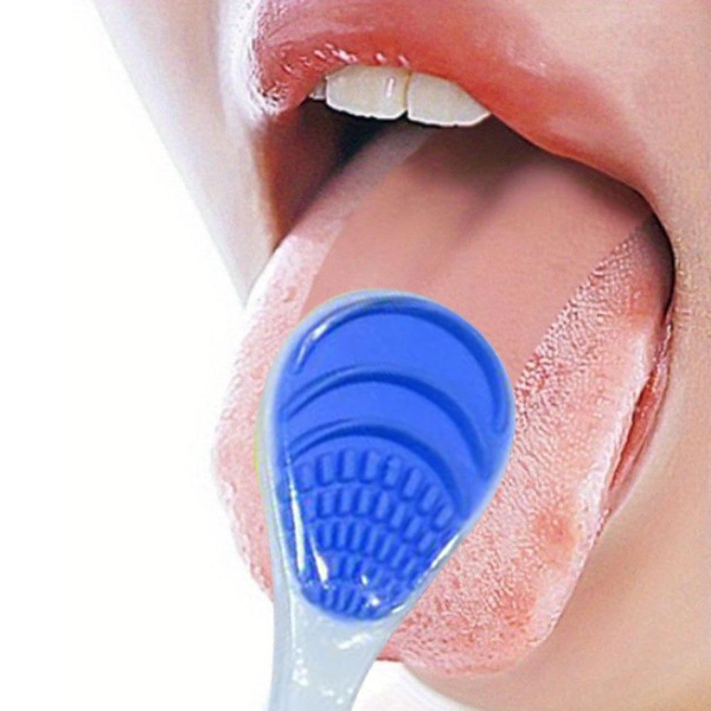 4 Stück Silikon Zungenschaber mit ergonomischem Griff, doppelseitig, für frischeren Atem, Zungenreinigungsbürste, Mundhygiene-Werkzeug