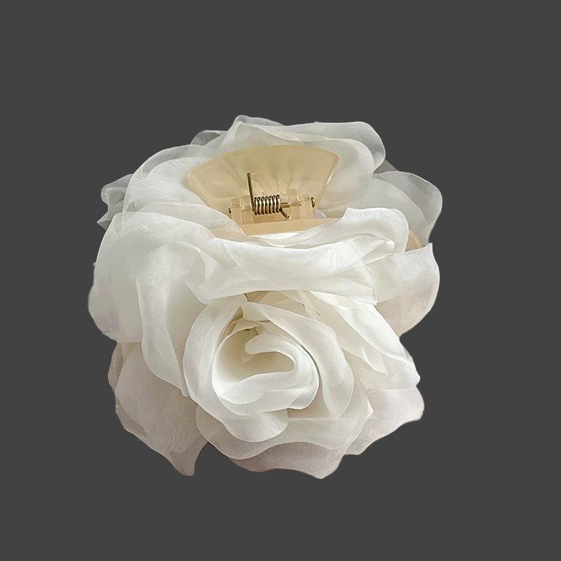 Double-sided Rose Flower Mesh Clip At The Back of The Head Shark Clip HeadwearHair Clip Hair Accessory