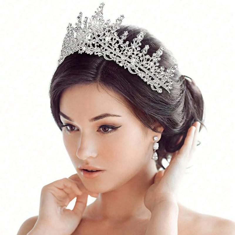 Rose Gold Transparent Crystal Crown Hairband for Bridesmaid's Headpiece, Wedding Dress Accessory, European Court-Style Crown, Ad