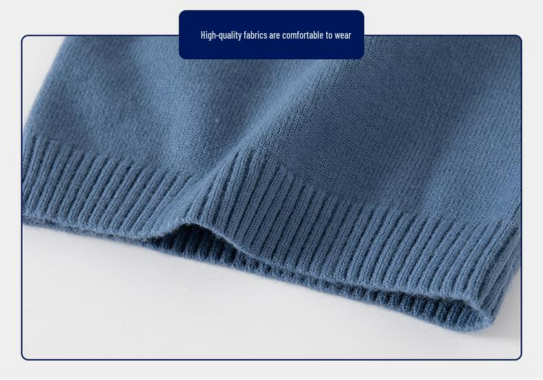 New Boys' Blue Lapel Polo Collar Pullover: Comfortable, Warm, Cute Autumn Sweater