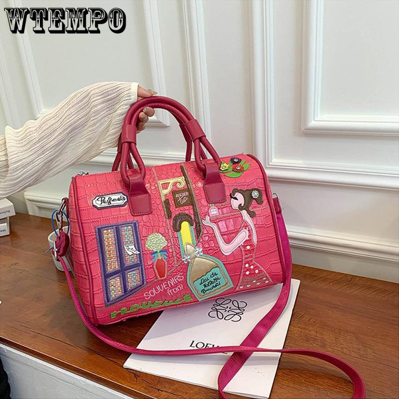 WTEMPO Kvinner stor håndveske skulderveske broderisett dekorasjonssømveske