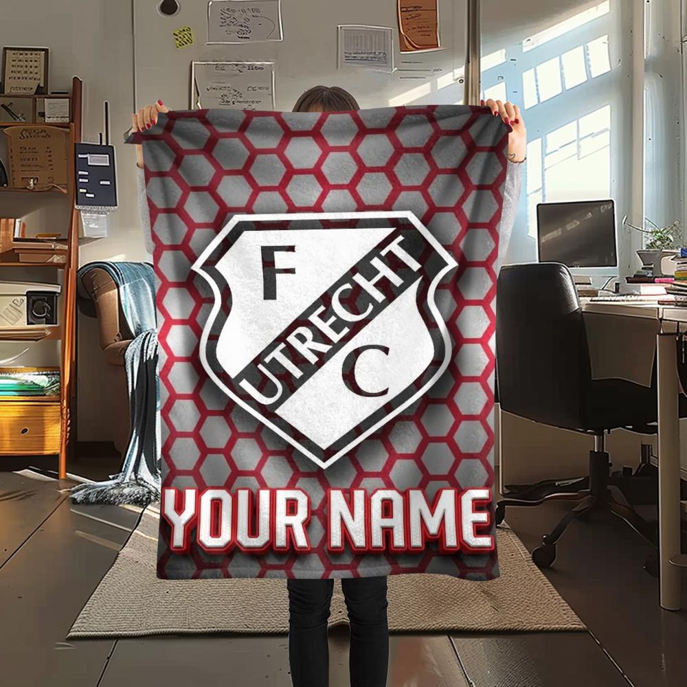 1PC Custom Name FC Utrecht Patterned Flannel Blanket Suitable For All Seasons for Home Decor Warmth and Comfort Gifts Holiday Present