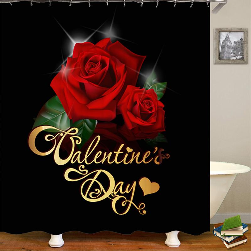 20 barev Rose Print 3D sprchový závěs s háčky Vodotěsný Koupelnový závěs Protiskluzová sada podložek do vany Toaletní koberečky Koberec Domácí dekorace