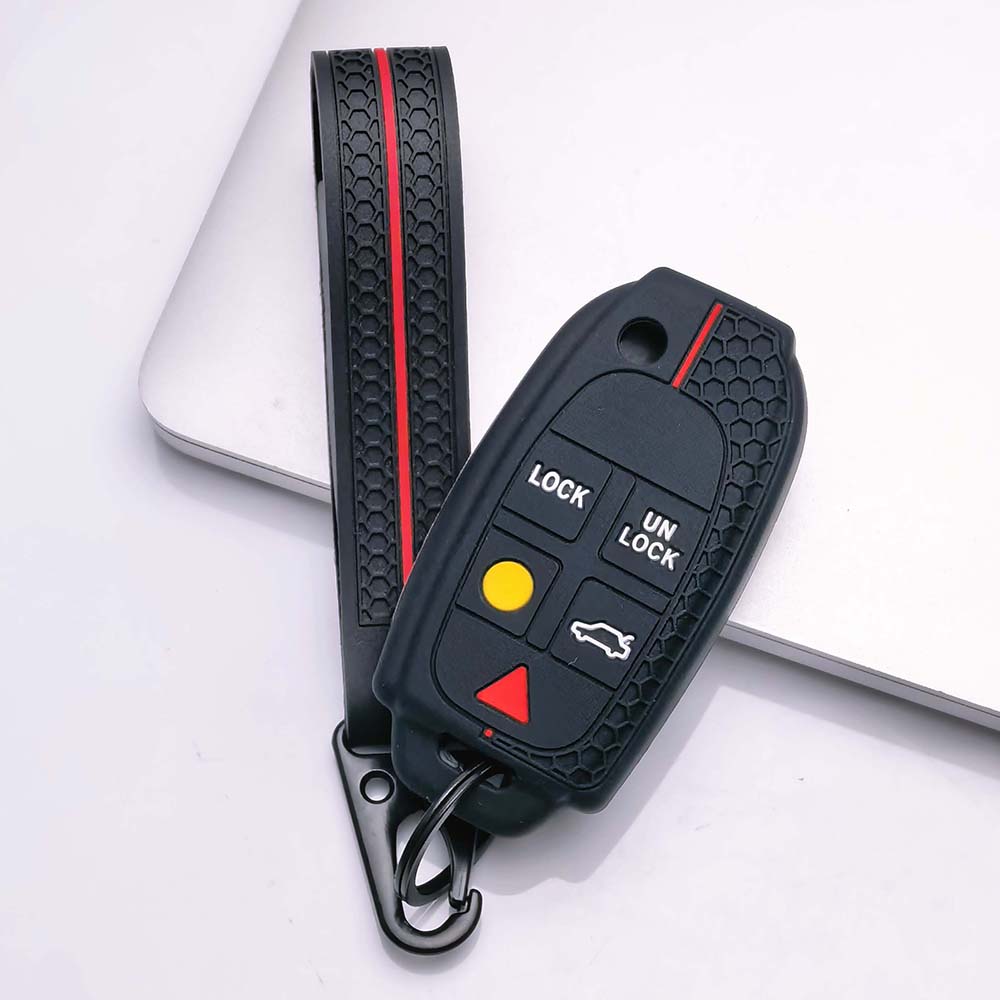 Key Fob Cover for Volvo XC90 XC70 S60 S80 V70 with Keychain Anti-Scratch Guard Shockproof Protection Soft Grip Texture Responsive Button Touch