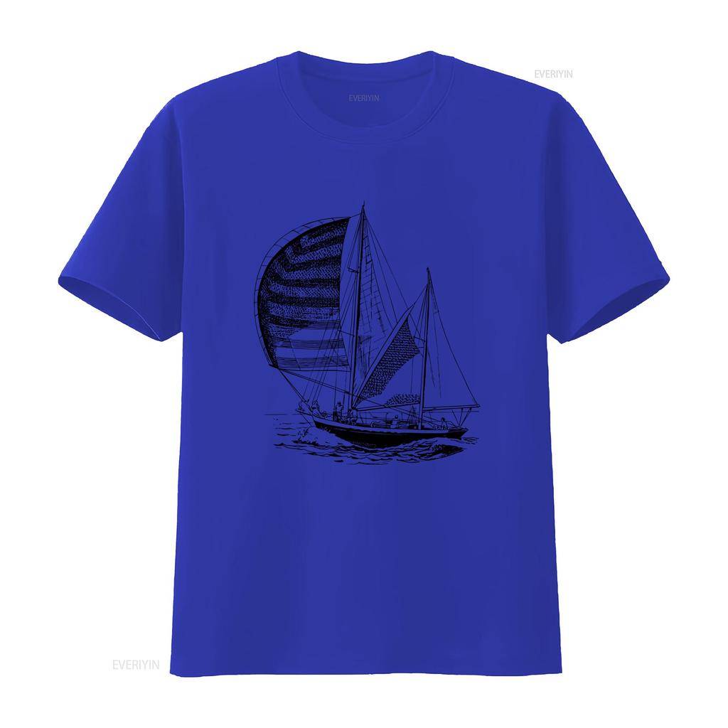 Sailboat Under Sail T Shirt for Men and Women Sailing Boat Print Nautical Yachting Design Sailor Yachtman Style Available In