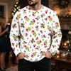 Tricou Casual Bărbați cu Mânecă Lungă, Croială Largă, Gât Rotund, cu Imprimeu de Crăciun pentru Toamnă Iarnă