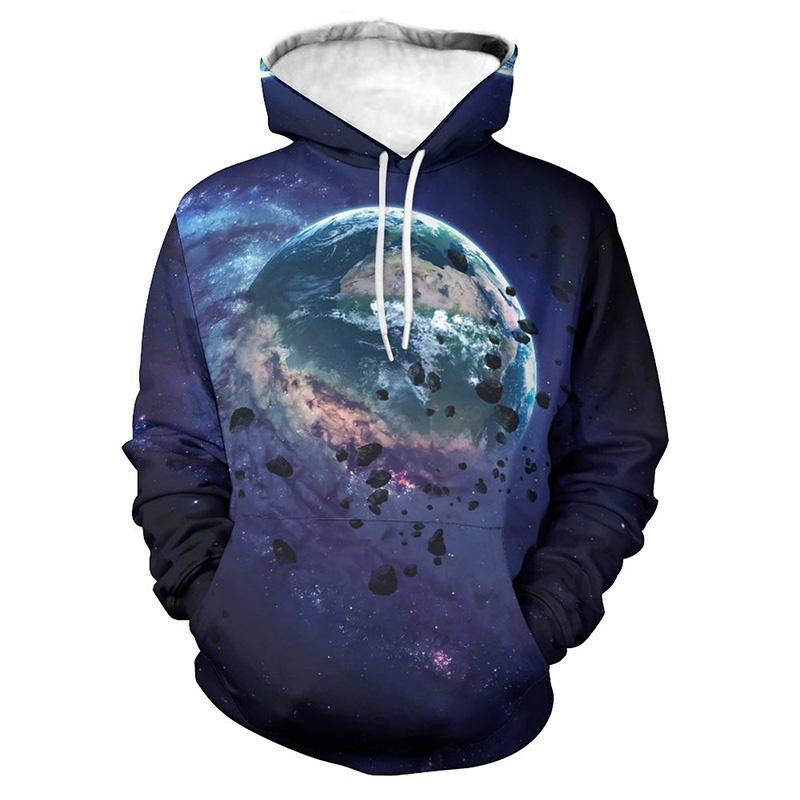 Hanorac imprimat 3D Universe Planet pentru bărbați cu model de cer înstelat Hanorac casual unisex largi Pulover de stradă cu mâneci lungi