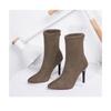 Back zipper pointed short boots for women, slim heels, suede, slim legs, high heels, elastic