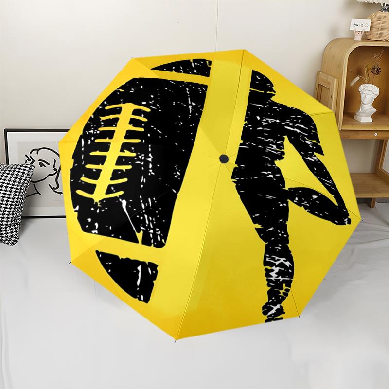 Pittsburgh Steelers Print Automatic Umbrella, 8 Rib Iron Frame, Plastic Handle, Suitable for Outdoor Travel &Daily , Ideal Gift