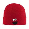 S-Sesame Street Cookie Monster Face Knitted Hat for Women Men Beanies Autumn Winter Hats Warm Cap