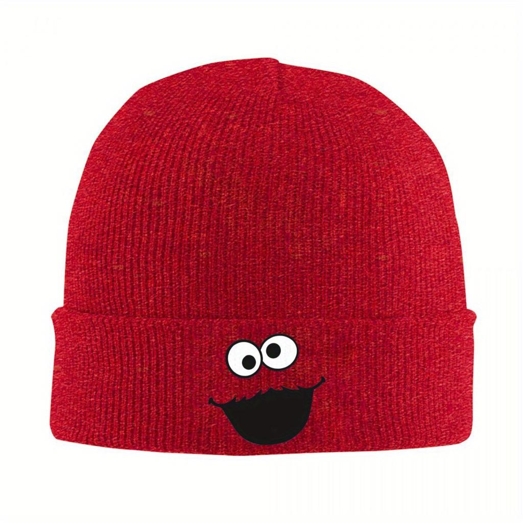 S-Sesame Street Cookie Monster Face Knitted Hat for Women Men Beanies Autumn Winter Hats Warm Cap