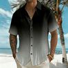 Herren Kurzarmhemd mit Schwarz-Grau-Verlaufdruck, Frühling Sommer Business Casual Bluse, Lockeres Alltags-Oberteil