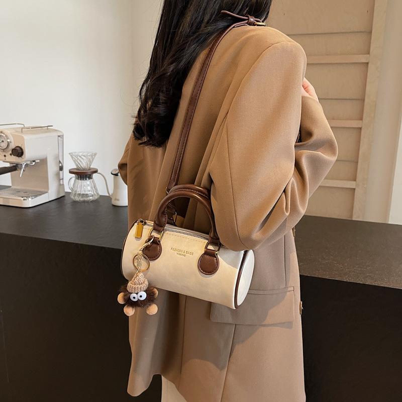 Portable small bag women's 2025 new autumn and winter retro fashion cylinder bag high-end versatile messenger bag