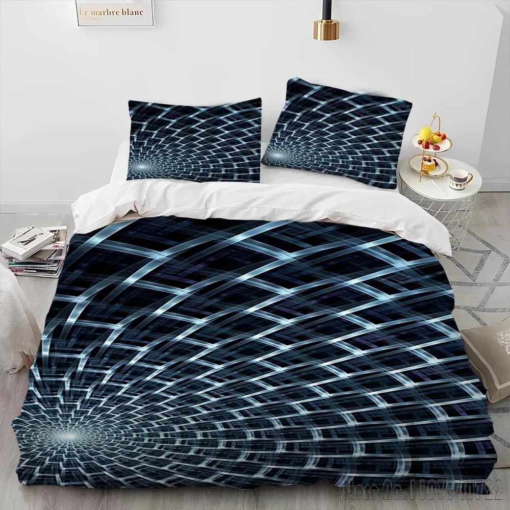 3D Visual Illusion Geometric Duvet Cover Set HD Comforter Cover for Kids Bedding Sets Bedclothes Bedroom Decor