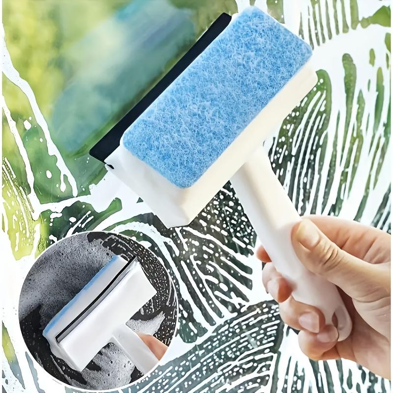 2 in 1 Silicone Blade&Sponge Multi-function Window Glass Wiper Brush Windows Cleaner for Kitchen Bathroom Shower Squeegee Scraper