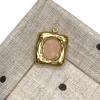 1Pc Natural Stone Irregular Square Pendant 16×20mm, Golden‑Plated Bezel‑Set Gemstone Charm for DIY Necklace Jewelry Making