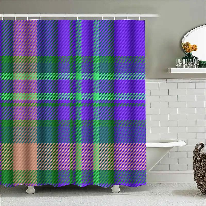 Plaid Shower Curtain Modern Multicolor Striped Bath Decoration 180X240Cm Waterproof Fabric For Bathroom Decor Home Accessories