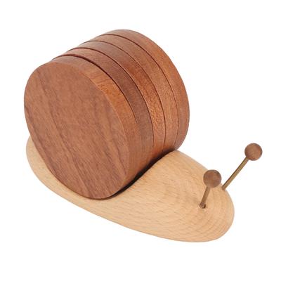Snail Coaster Set with Magnet Cute Exquisite Eco Friendly Wood Drink Coasters for Home Restaurant