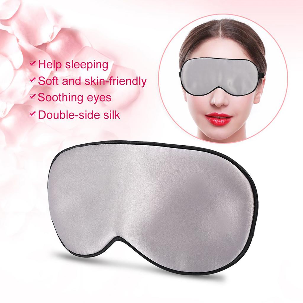 Natural Silk Sleeping Eye Mask Men Women Breathable Nap Sleep Shade Mask Silver Grey
