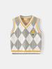 Boys' Diamond Jacquard V-Neck Cotton Sweater Vest
