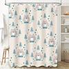 GAESnowy Bear Christmas Tree Shower Curtain Cute Kids Bath Rug Decor for Bathroom Blue White Tones (Size: 180 x 240cm)
