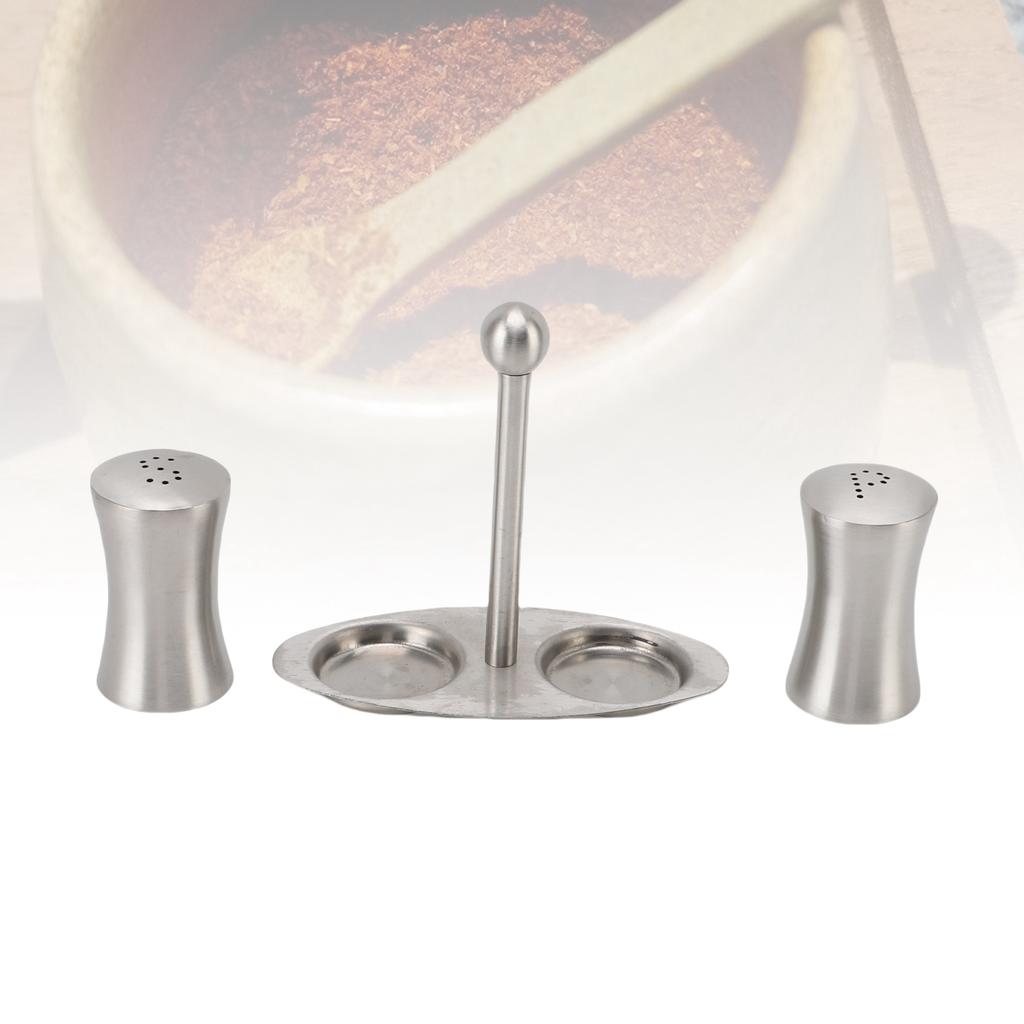 2 Buc. Sticlă Condimente Oțel Inoxidabil 304 Set Solniță cu Raft pentru Casă Restaurant