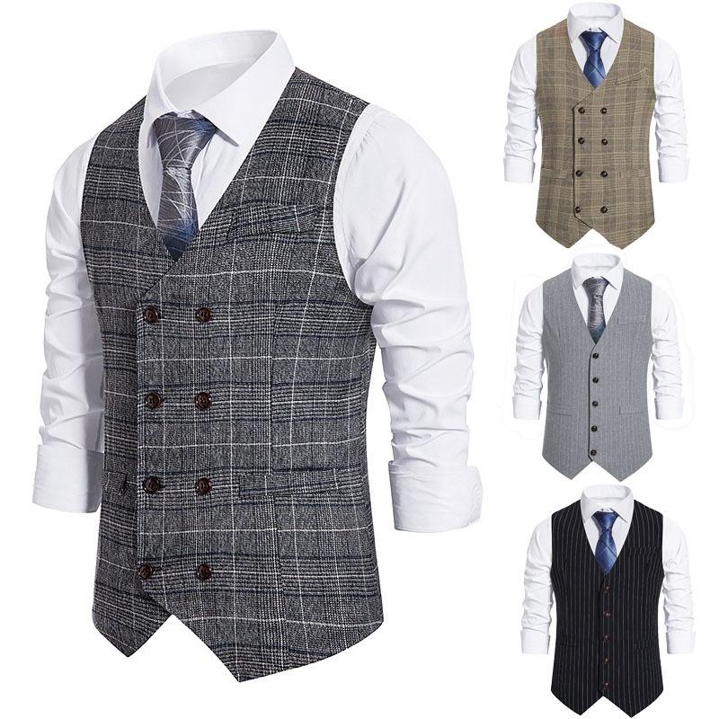 Herren Business Slim Fit Casual Herren Weste für Hochzeit Weiche Wolle Tweed Weste Herringbone Groosmen Retro Vintage Slim
