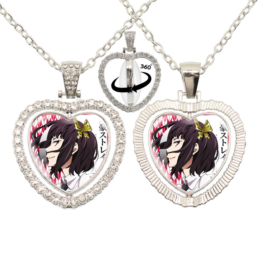 Anime Bungou Stray Dogs Glass Cabochon Glass Heart Pendant Double Sided Necklace Fan Gift Jewelry For Friends