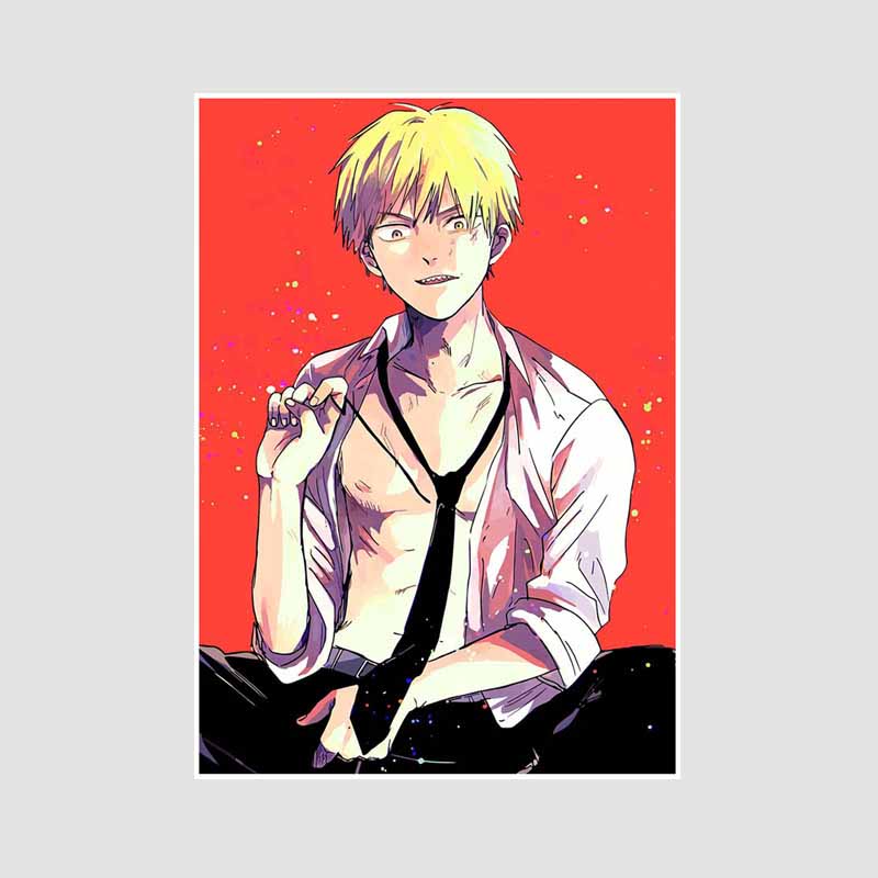 

Японське аніме Chainsaw Man Poster Естетичні ретро білі паперові постери Настінні принти Домашній декор Вітальня Бар Оформлення Художній живопис Подарунки 30x21cm