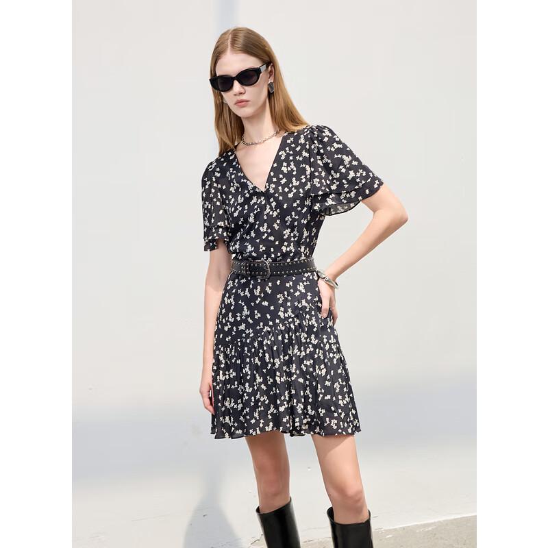 

Sancai French V-Neck Floral A-Line Mini Dress S (155/80A)