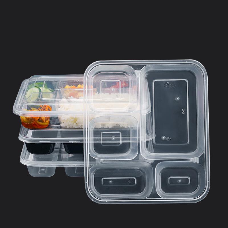 KAZHI Disposable Divided Plastic Meal Boxes with Lids