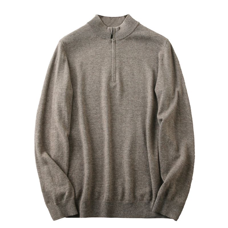 Great Product! 100/100% Wool! Foreign Trade Tail Goods Men's Autumn and Winter Clothing Warm Half Zipper Knit Sweater