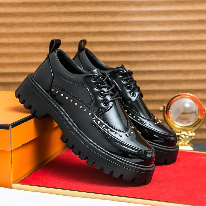 Fashion Fashion Men Dress Shoes Men Platform Light Comfortable Fashion Big Head Shoes Lace-up Business Office Brand Shoes Size 38-46