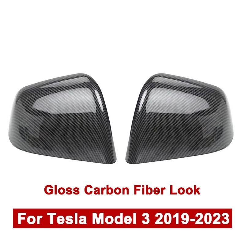 ABS Car Rearviews Mirror Guard Cover For Tesla Model 3/Model Y - Gloss/Matte/Carbon Fiber Look Rear View Cover Housing