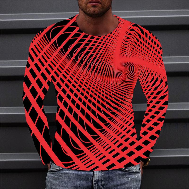 Funny Optical Illusions Graphic T Shirt Fashion Casual 3D Printed Long Sleeve T-shirt Catch Eyes Streetwear Personalization Tees